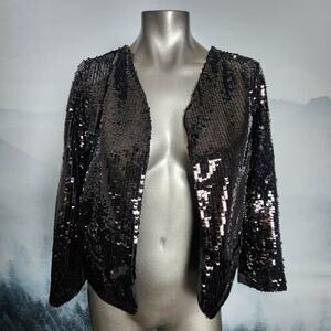 Anna Cai New York Black Sequin Jacket / Blazer | Women's Large